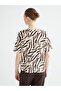 Original Oval Collar Patterned Women's T-Shirt - 4