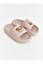 Pink Teddy Bear Figured Girls' Slippers