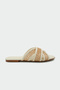 Otina Straw Detailed Women's Ecru Flat Slippers - 2