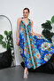 Long Oversized Dress with Halter Neck Detail and Backless Slit