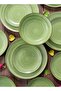 18 piece Porcelain Dinnerware Set, Set for 6, Microwave & Dishwasher Safe, Green Spiral Design - 5