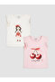 Original Oval Collar Printed Girls' Undershirt 2-Pack - 4