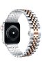 Replacement Band Compatible with Apple Watch 45mm / 44mm / 42mm, Stainless Steel Solid Strap Metal Bracelet for Apple Watch Series 7 6 5 4 3 2 SE (Silver + Rose Gold) - 5