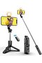 Selfie Stick, Extendable Selfie Stick Tripod, With wireless remote control and fill light