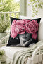 Black Background with Pink Flowers Women's Decorative Throw Pillow Cover Modern Bohemian Decor 43X43 cm - 7