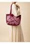 Burgundy Botanical Hand-Painted Canvas Tote Bag - 2