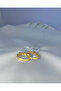 Adjustable Steel Ring with Row of Zircon Stones - Golden Zirconia Adjustable Ring - 2