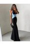 Black Fish Model Corset Detailed Long Evening Dress