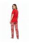 Red T-Shirt & Swirl Print Pajamas Set | Rayon Loungewear & Comfort Nightwear - 3