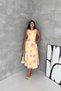 Women's Yellow Floral Print Sleeveless Midi Length Flared Dress with Belt Nbk4645 - 5