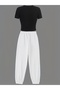 Women's Rock Pati Printed Baby Tee Combed Cotton Crop Top and Sweatpants - Two-Piece Tracksuit Set - 2