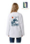 Wide Sleeve Oversize Long Sleeve White Tshirt 100% Cotton Printed Summer T-Shirt