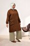 63014 Large Size Shoulder Epaulettes Detailed Melange Linen Cap - Brown - 5