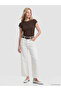 Brown Crew Neck Textured Blouse - 2