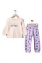 1-4 Years Old Girls' 100% Cotton Combed Cotton Long Sleeve Pajama Set with Cat Pattern - 3