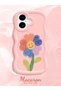 iPhone 16 Plus Compatible Case with Camera Protection Pink Silicone Couple Phone Case with Floral Pattern - 2
