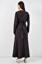 Women's Belted Long Denim Dress 1545 - Brown - 5
