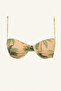 Regular Fit Floral Glitter Fabric Bikini Top G7029Ax26Sm - 5