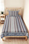 Blue Ethnic Geometric Youth Room Single Pique Set - Bohemian Striped Beige 160X220 cm Bedspread - 5