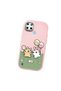 Realme C21Y Compatible Case Camera Protector Pink Silicone Couple Phone Case with Line Pattern - 3