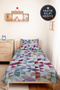 Geometric Pastel Blue Young Room Single Pique Set-Modern Lilac 160X220Cm Quilted Bedspread