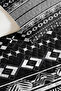 Black Geometric Youth Room Single Pique Set - Bohemian White 160X220 cm Quilted Bedspread - 3