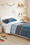 Blue Geometric Modern Young Room Single Pique Set - Gray Gold 160X220 cm Quilted Bedspread - 6