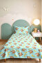 Cute Monkey Blue Children's Room Single Pique Set - Cute Pastel Yellow 160X220Cm Bedspread - 8