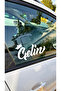"Bride & Groom" Written Crowned Bowtie Car Window Sticker - Wedding Car Window Sticker Set - Bride Groom Written Decal 20cm - 5