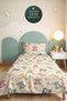 Teddy Bear Pastel Cream Children's Room Single Pique Set - Linear Colored 160X220 cm Bedspread