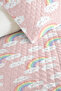 Rainbow Cloud Pink Girls' Pique Set - Pastel White Baby Room Bedspread - 160X220 cm - 3