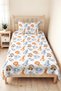 Safari Animal Pastel Children's Room Pique Set - Orange Blue 160X220 cm Quilted Bedspread - 5
