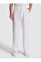 White Loose Fit 100% Linen Canvas Trousers 50324507-Vr013 - 3
