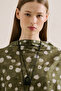 Patterned Cape Blouse Green Polka Dot - 7