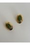 Special Design Green Stone Oval Gold Color Earrings - 4