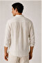 100% Pure Linen Striped Long Sleeve Regular Fit Men's Shirt |   Mes129774-01 - 4