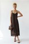 4937 Women's Chiffon Embroidery Detailed Strappy Lined Midi Dress Brown