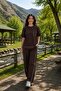 Shoulder and Pocket Stone Detailed Ribbed Tracksuit Set