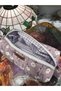 Women's Floral Patterned Makeup Bag Purple Fluffy Bag Organizer, Skincare Bag, 100% Cotton - 3