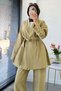 Premium Vessa Belt Detailed Linen Trousers Set - Oil Green - 8