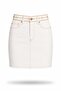 Ecru Patterned Denim Skirt with Waist Detail 1040