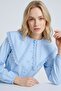 Blue Oversize Fit Lace Riviera Wide Collar Tie-Up Shirt - 4