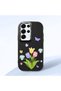 Samsung Galaxy S25 Ultra Compatible Case Camera Protector Black Silicone Couple Phone Case with Floral Pattern