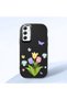 Samsung Galaxy A34 Compatible Case Camera Protector Black Silicone Couple Phone Case with Floral Pattern
