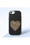 iPhone Se 2022 Compatible Case with Camera Protection Black Silicone Couple Phone Case with Heart Pattern