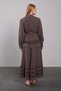 Coffee-Colored Ruffle Detailed Waist Belted Skirt Set - 6