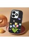 Infinix Smart 8 Pro Compatible Case Camera Protector Black Silicone Couple Phone Case with Floral Pattern - 2