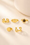 5-Piece Gold Ring Set with Sun Figure Adjustable Women's Vintage Ring - 5
