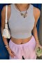 Gray-Women's 3-Piece Slim Fit Crop Blouse - 2