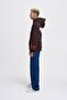 Men's Embroidery Bird Hooded Sweatshirt Dark Brown - 6